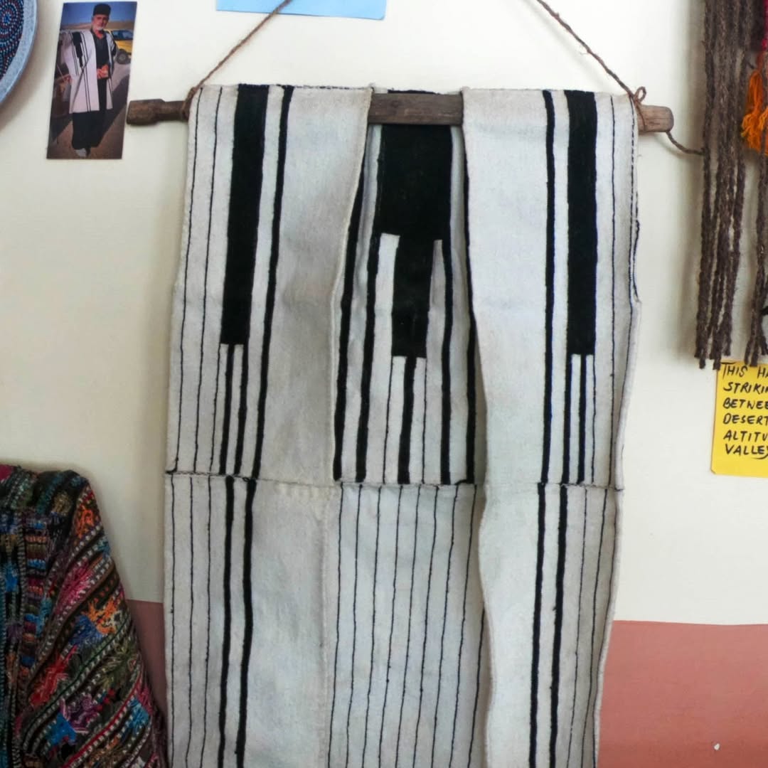 Black and White Striped Traditional Wool Textile Wall Hanging